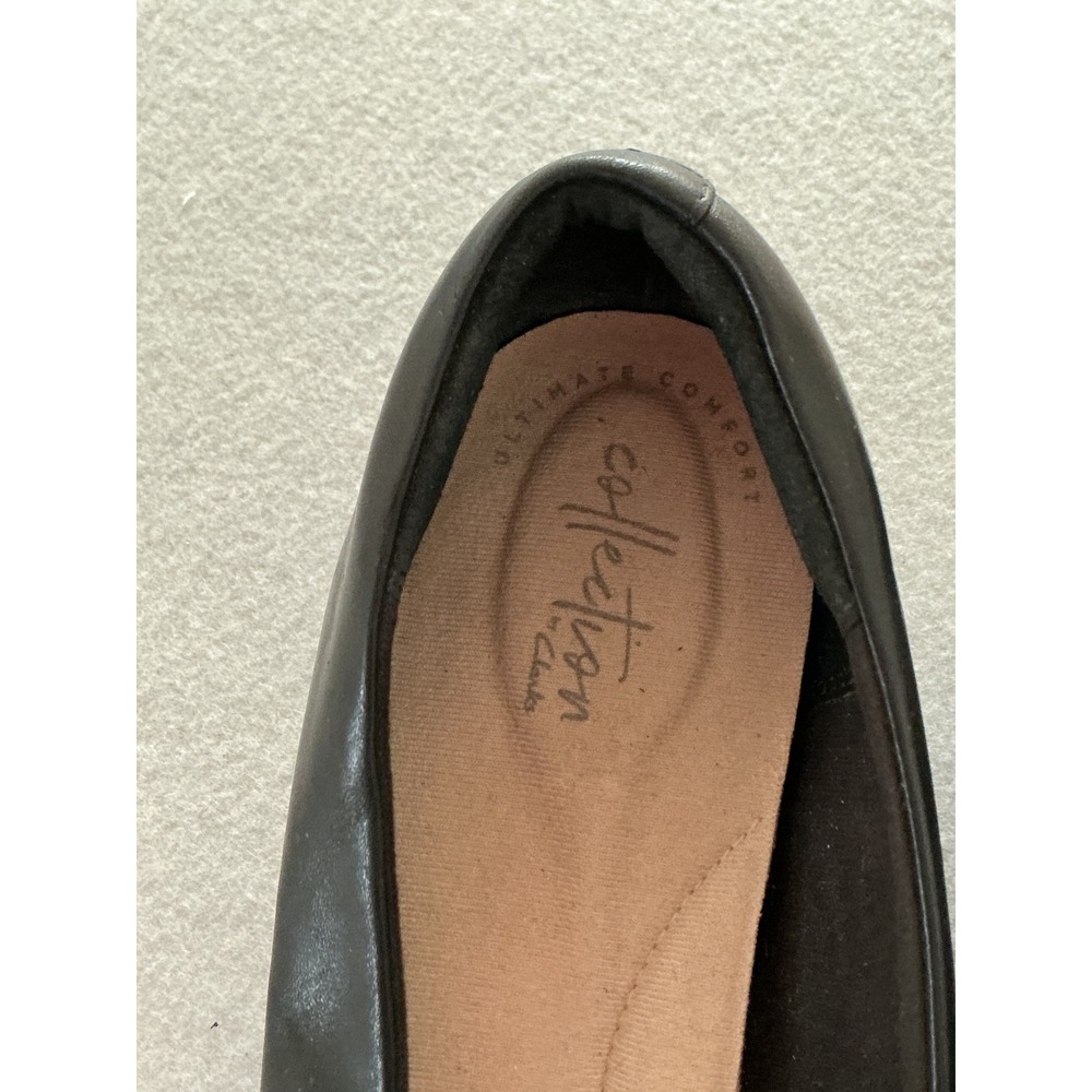 Clarks Collection Pumps Size 10 Black Leather Patent Cap Toe Block Heel 26138400 - Picture 5 of 9